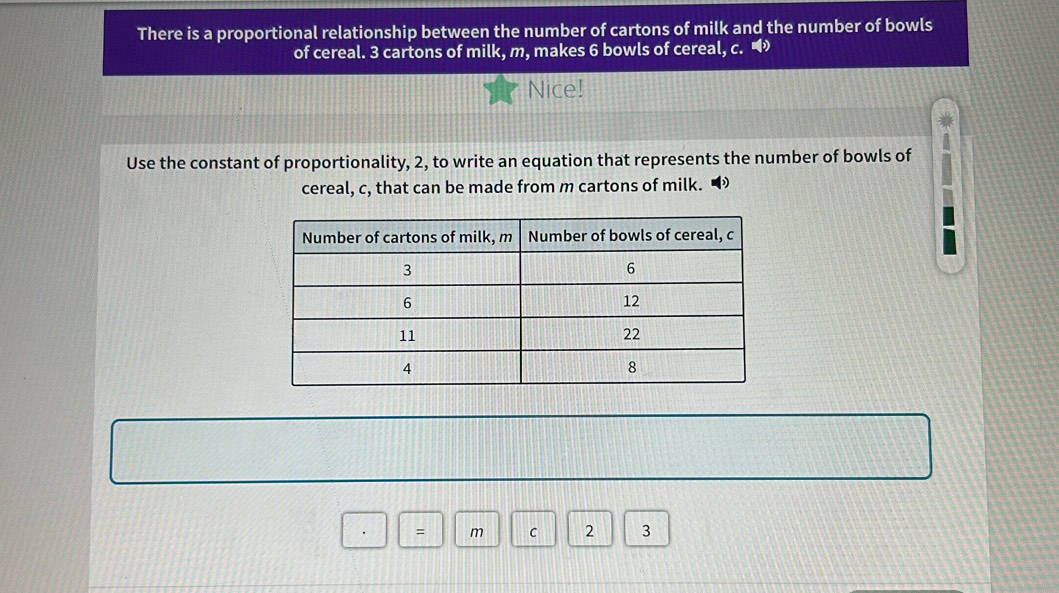 Solved: There is a proportional relationship between the number of ...
