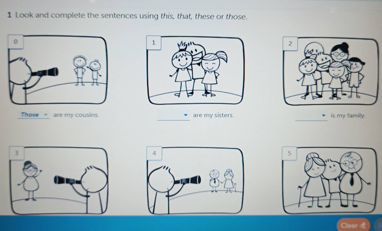 Resuelto:Look and complete the sentences using this, that, these or ...