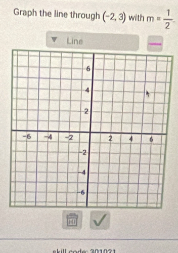 Graph the line through (-2,3) with m= 1/2 
Line 
1