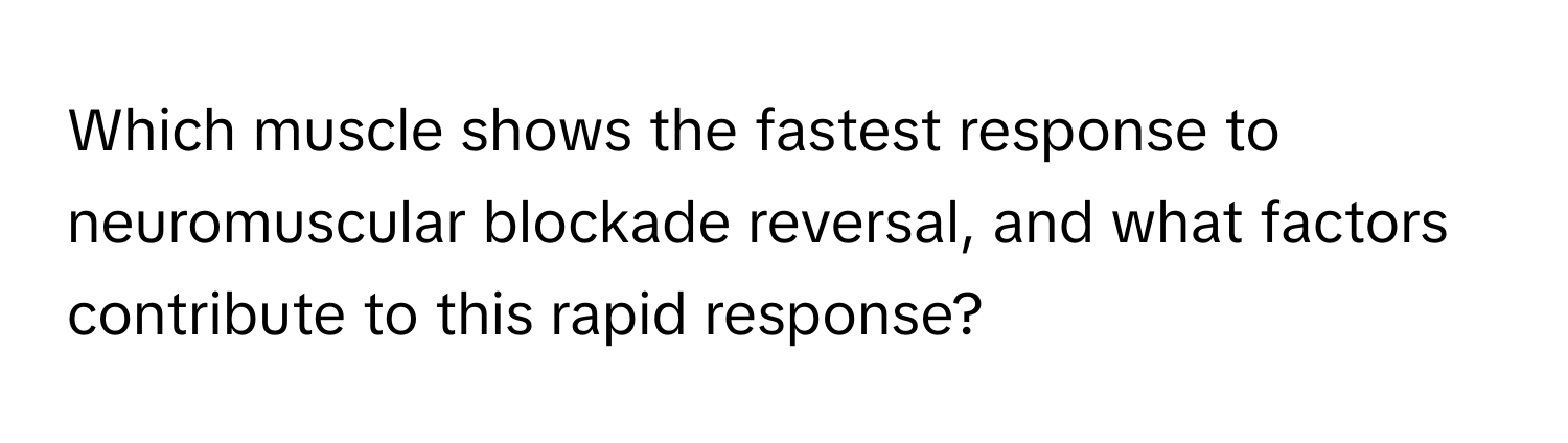 Which muscle shows the fastest response to neuromuscular blockade reversal, and what factors contribute to this rapid response?