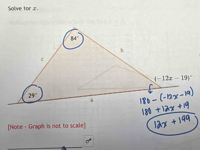 Solve for x.
[Note - Graph is not to scale]
sigma^6