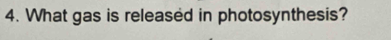What gas is released in photosynthesis?