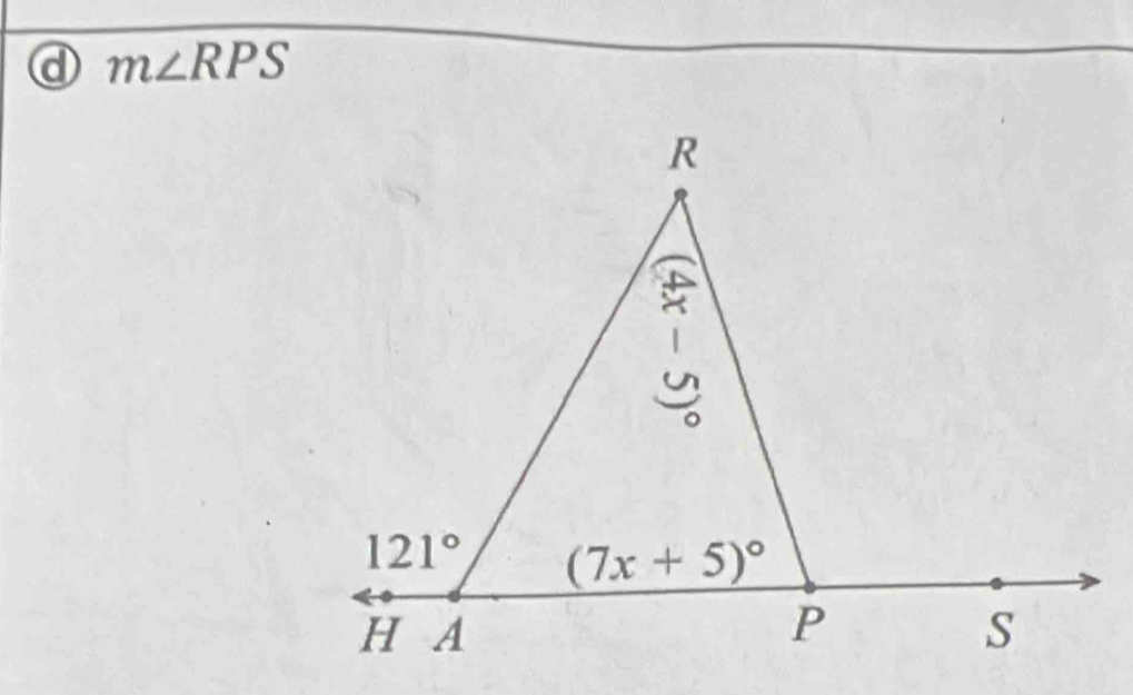 ⓓ m∠ RPS