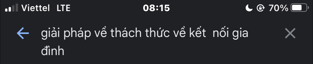 Viettel LTE 08:15 @ 70%
giải pháp về thách thức về kết nối gia 
đình