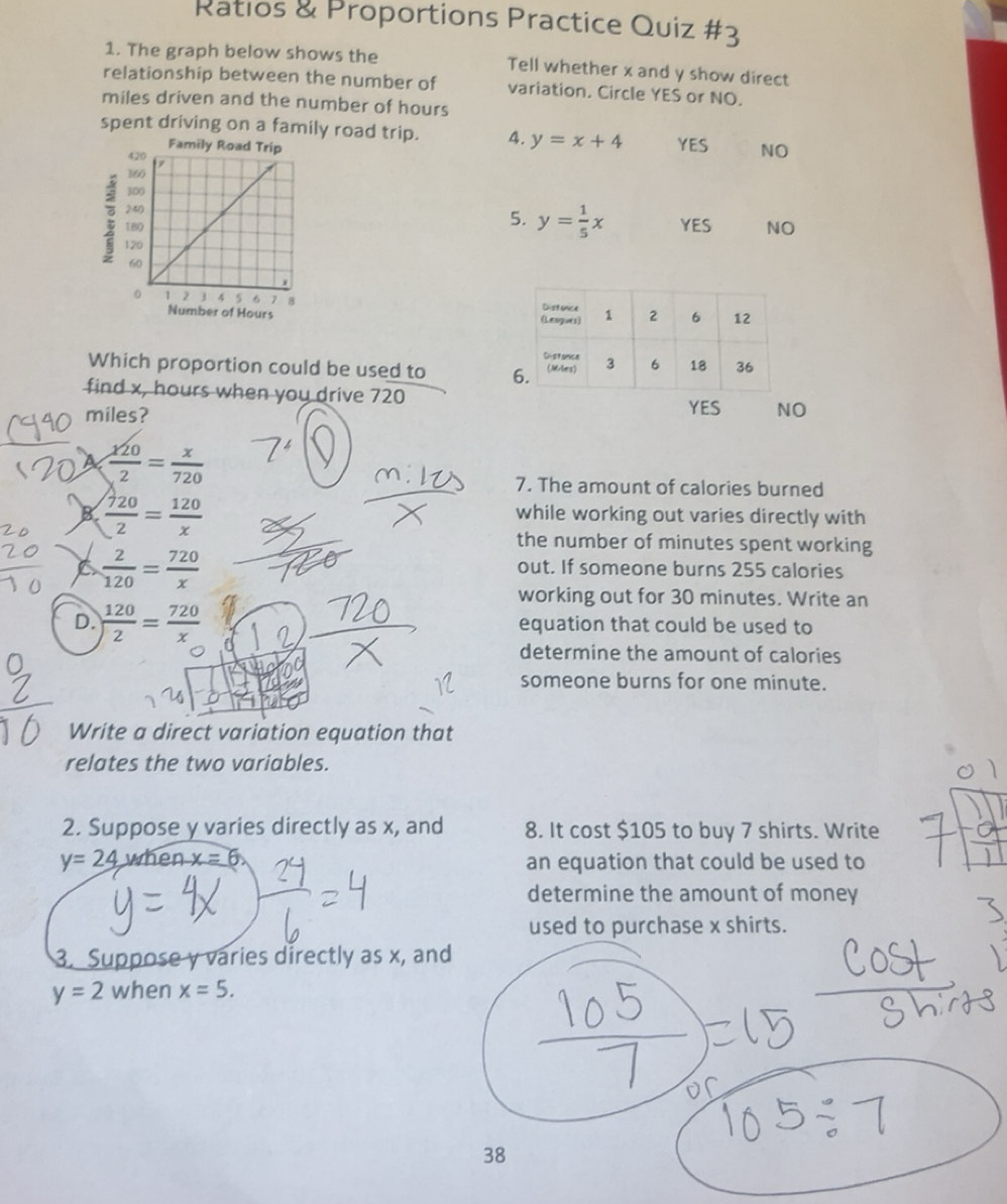 Solved: Ratios & Proportions Practice Quiz #3 1. The graph below shows ...