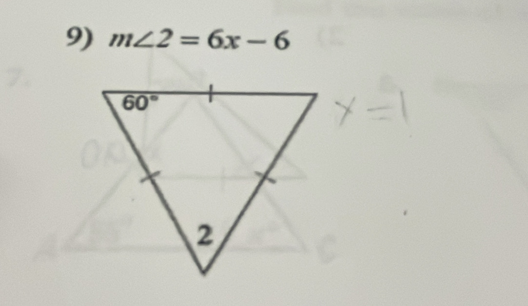 m∠ 2=6x-6