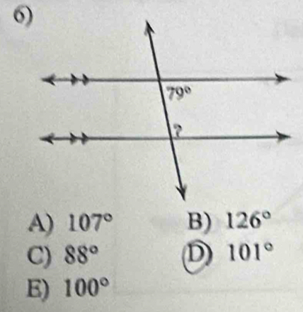 A) 107° B) 126°
C) 88° D) 101°
E) 100°