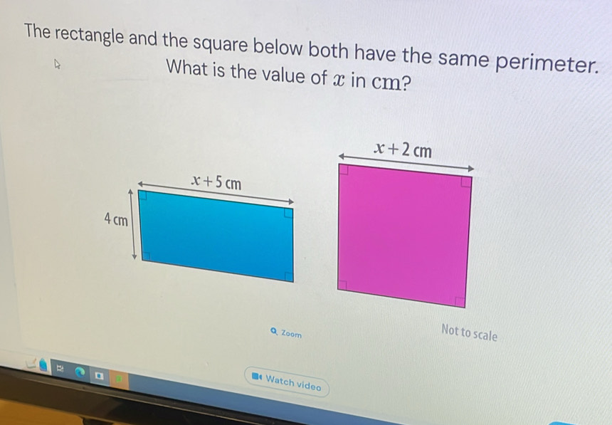 Solved: The rectangle and the square below both have the same perimeter ...