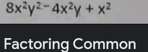 8x^2y^2-4x^2y+x^2
Factoring Common