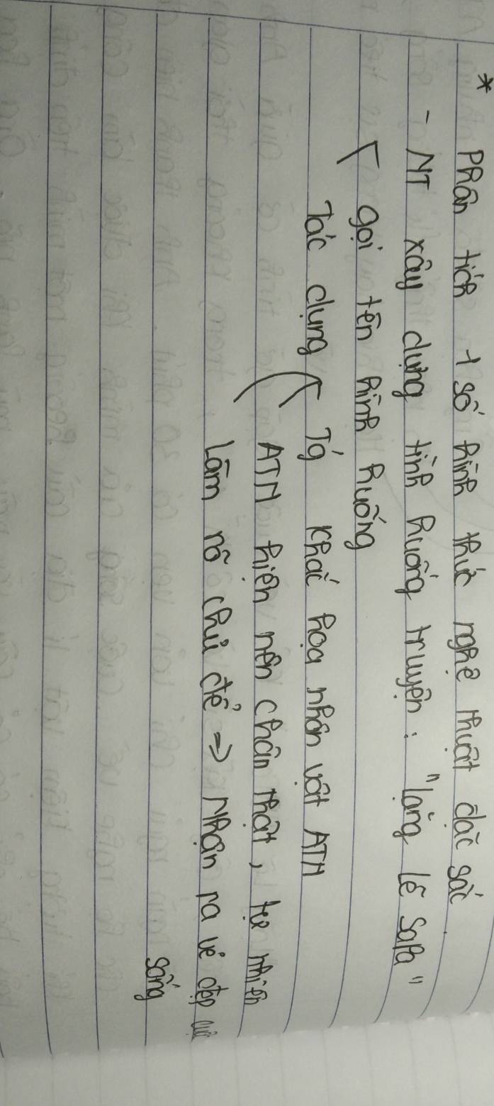 × PRan tich 1 so RinB thic rohe Huat dai sai 
-MT xay clung tng Quórg Huyen: `lang Le Sofa " 
Igoi ten Rinh Ruóng 
Tac clung T9 Khai Roa hán vàt ATA 
ATH Rien hen Chain that, t mien 
Lām nó chú dé => Mán ra ve dlp u 
song