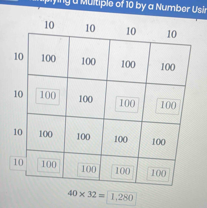 ng a Multiple of 10 by a Number Usin
40* 32=1,280