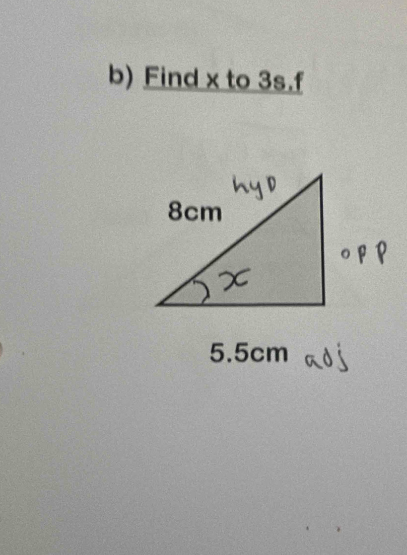 Find x to 3s.f
5.5cm