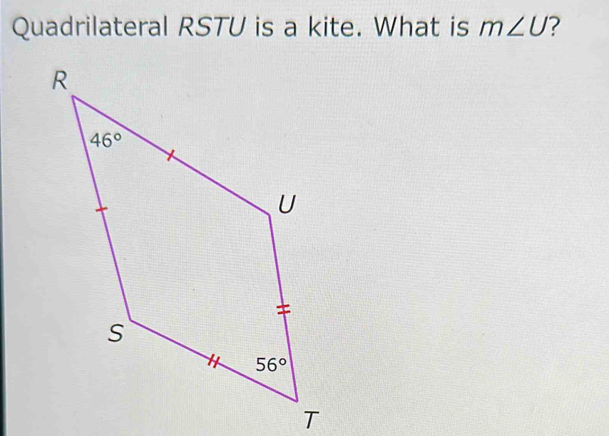 Quadrilateral RSTU is a kite. What is m∠ U 2