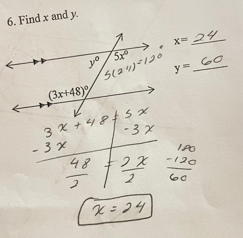 Find x and y.
x= _
y= _