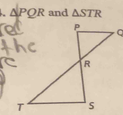 ∠ PQR and △ STR