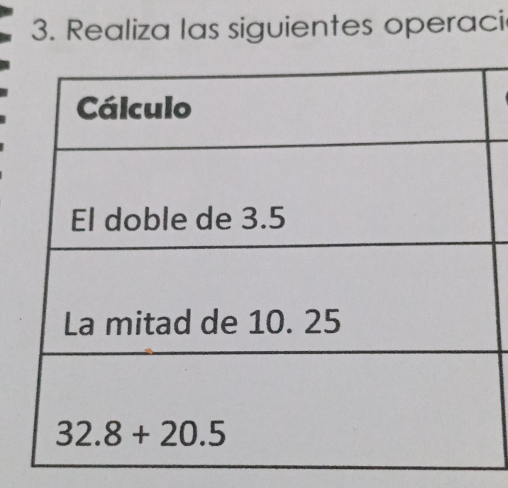 Realiza las siguientes operaci