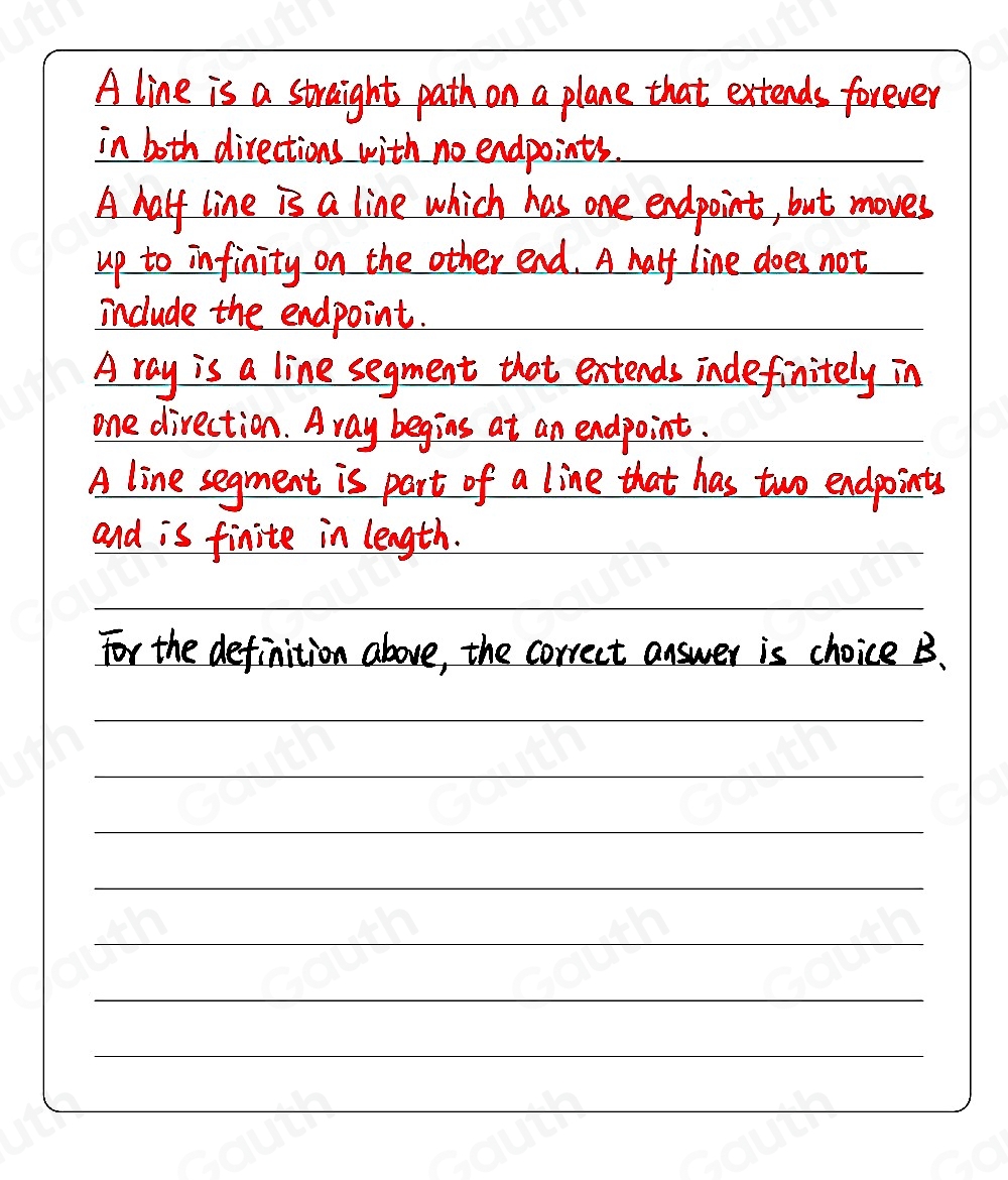 Solved: Describe the differences among lines, half-lines, rays, and ...
