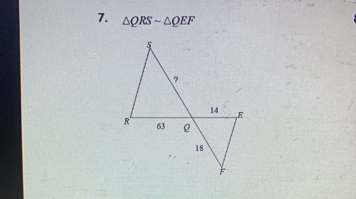 △ QRSsim △ QEF