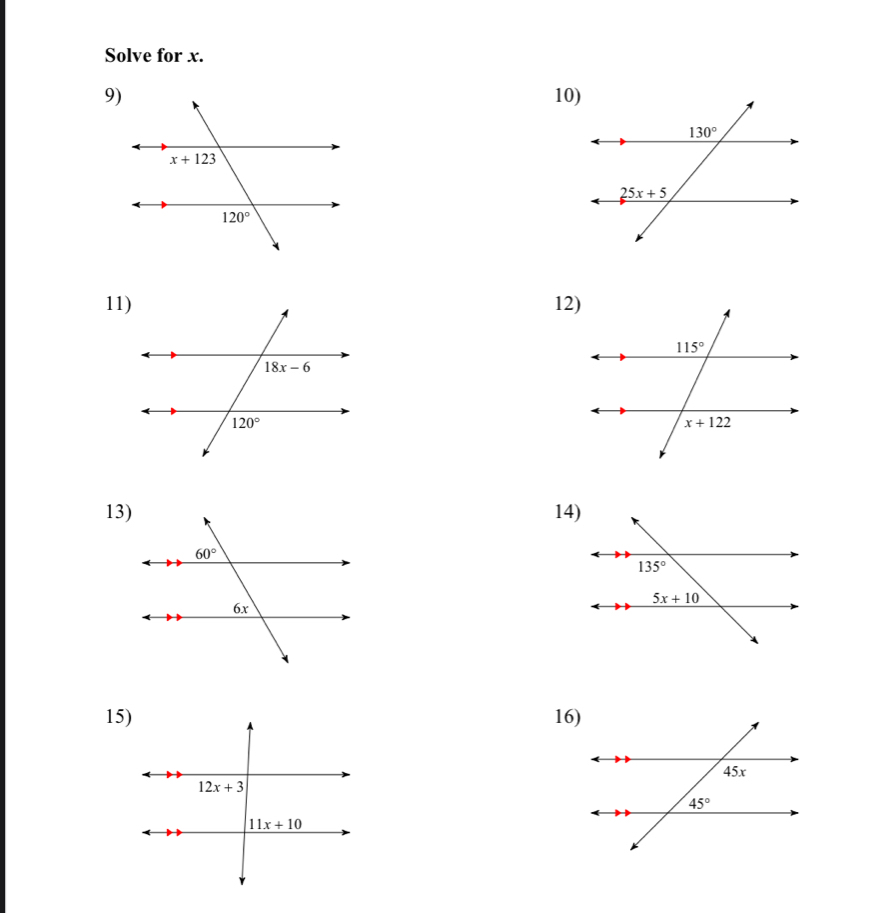 Solve for x.
9)10)
11)12)
13)14)
15)16)