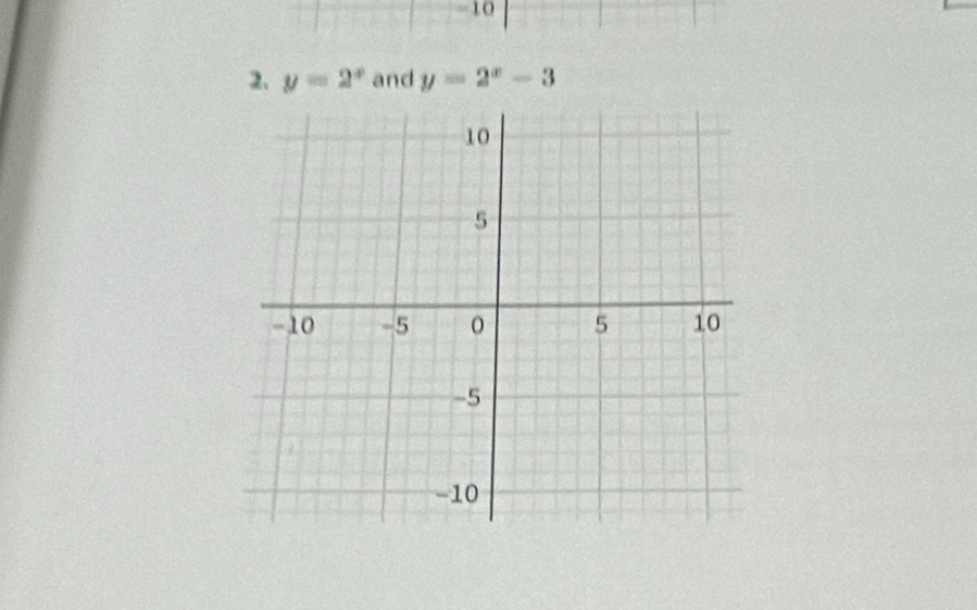 -10
2. y=2^x and y=2^x-3