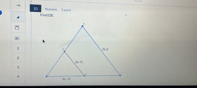 Numeric 1 point
Find DE
1
2
3
4