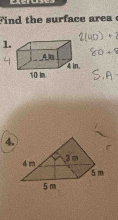 Find the surface area c
1. 
4.