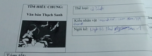 TìM hiềU chUNg: Thể loại: 
Văn bản Thạch Sanh 
Kiểu nhân vật Câu 
Ngôi kể: 
Co