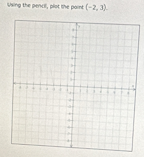 Using the pencil, plot the point (-2,3).