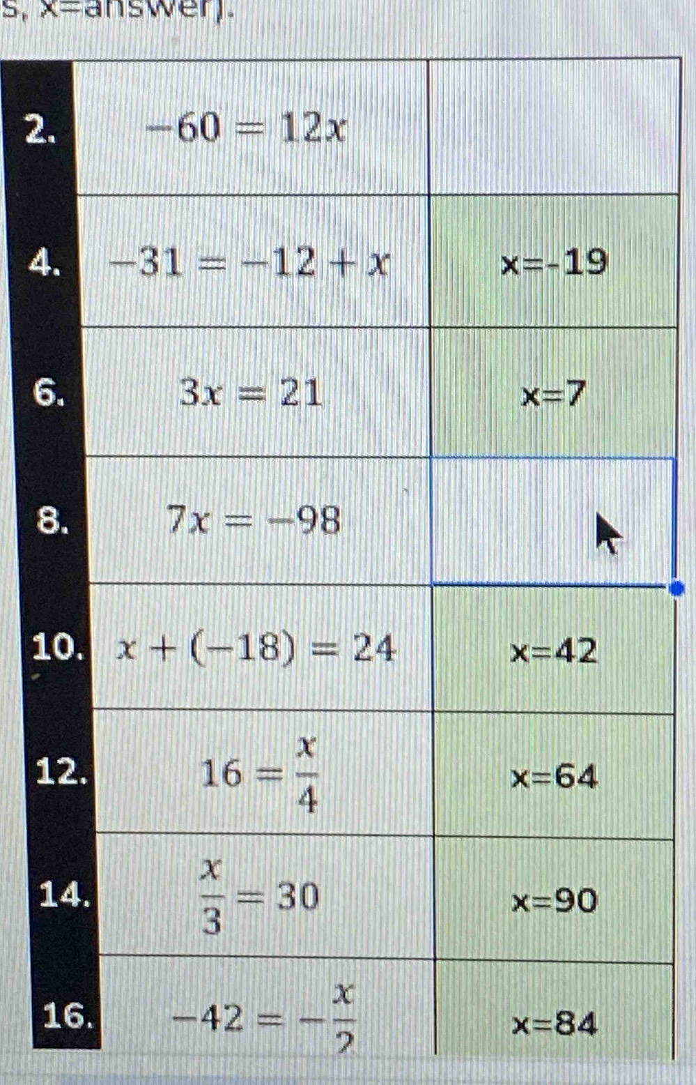 5, x= answer,.
2.
4.
6.
8、
10
12
14
1