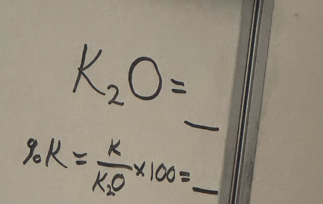 K_2O=
_
9· K=frac KK_2O* 100= _