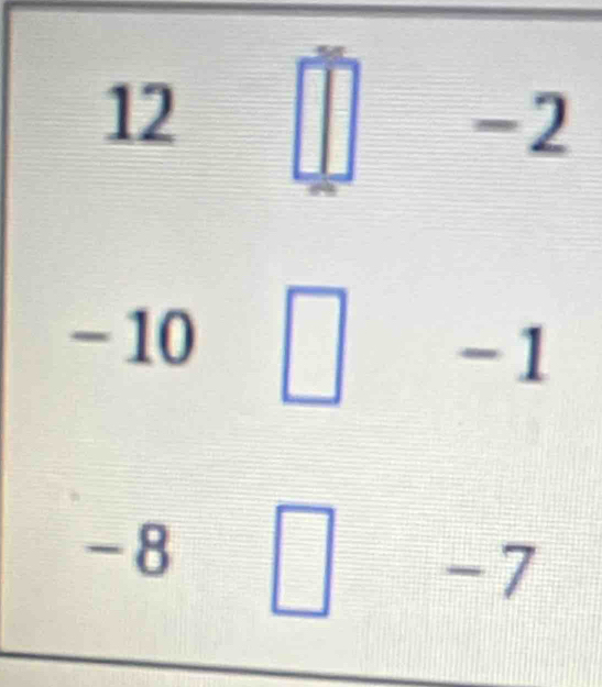 12 ||
-2
-10□ -1
□ 
-8° □ -7