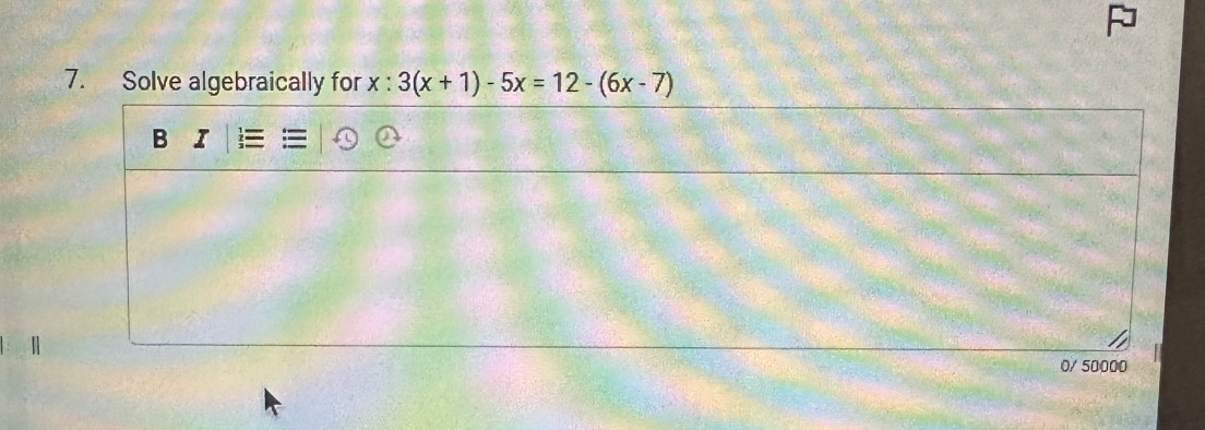 Solve algebraically for