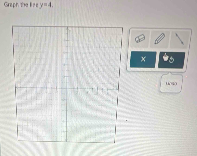 Graph the line y=4. 
× s 
Undo