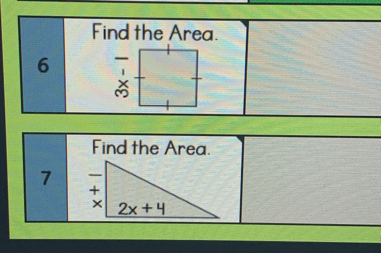 Find the Area.
6
Find the Area.
7