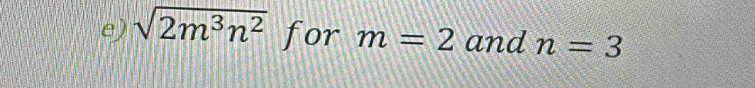 sqrt(2m^3n^2) for m=2 and n=3