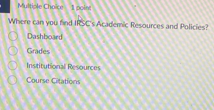 Solved: Where can you find IRSC's Academic Resources and Policies ...