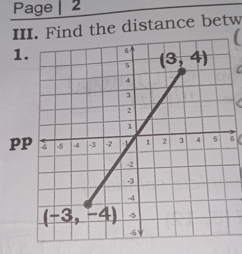 Page | 2
III. Find the distance betw
1
p6