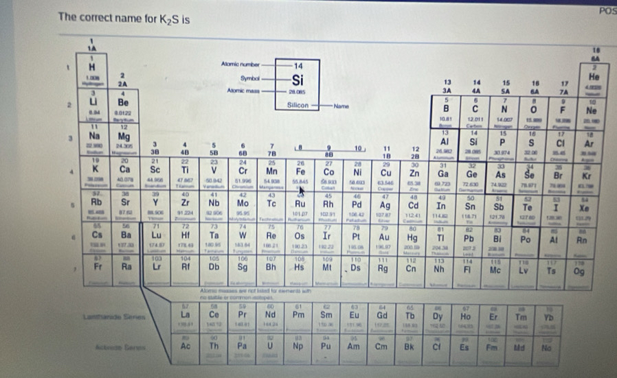 The correct name for K_2S is POS
8