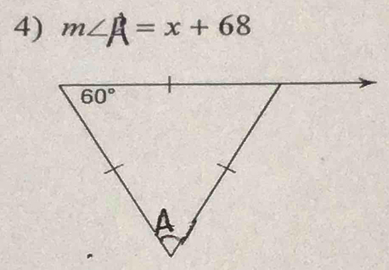 m∠A = x + 68