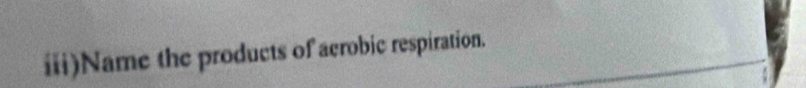 iii)Name the products of acrobic respiration.