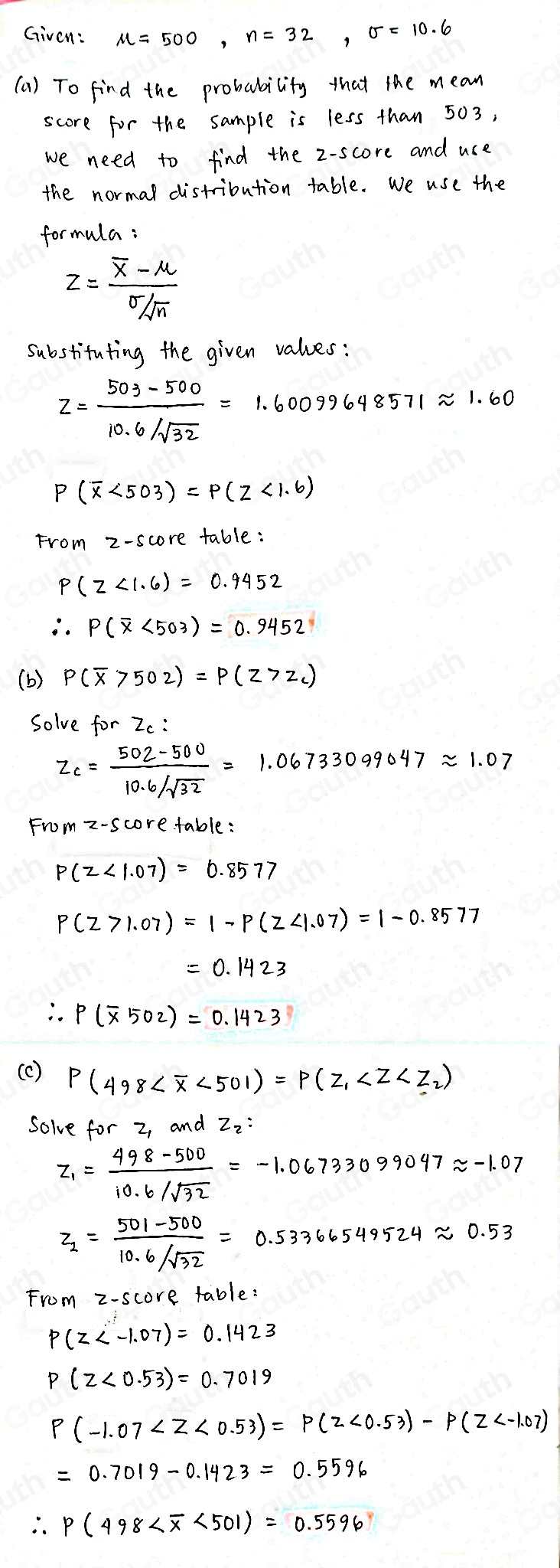 Solved: Q#1. The mean MCAT total score in a recent year is 500. A ...