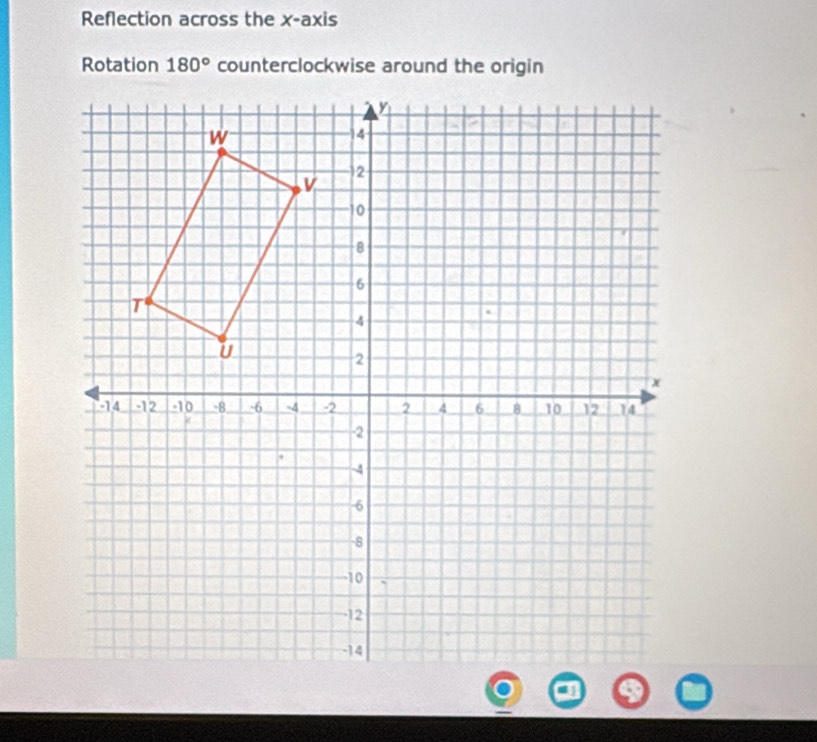 Reflection across the x-axis 
Rotation 180°