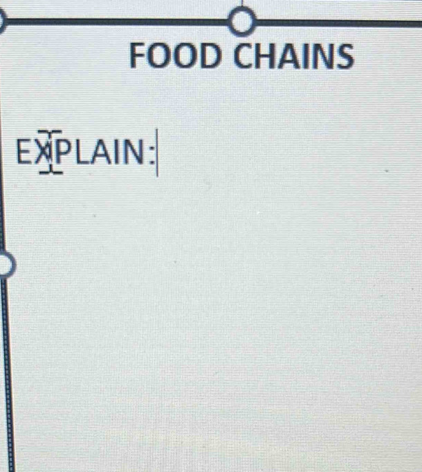 FOOD CHAINS 
EXPLAIN: