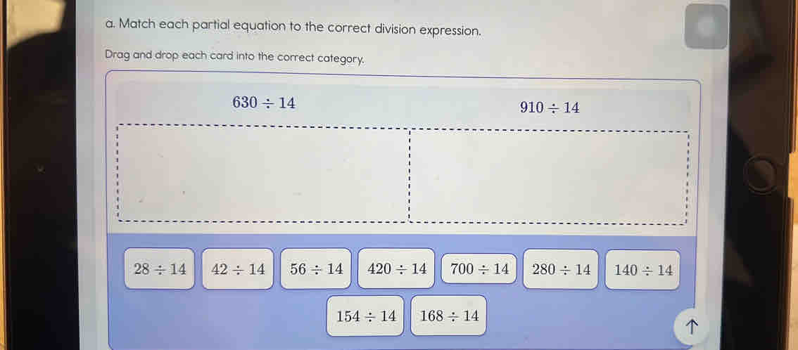 Match each partial equation to the correct division expression. Drag ...