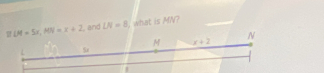 and LN=8 , what is MN?
N
B