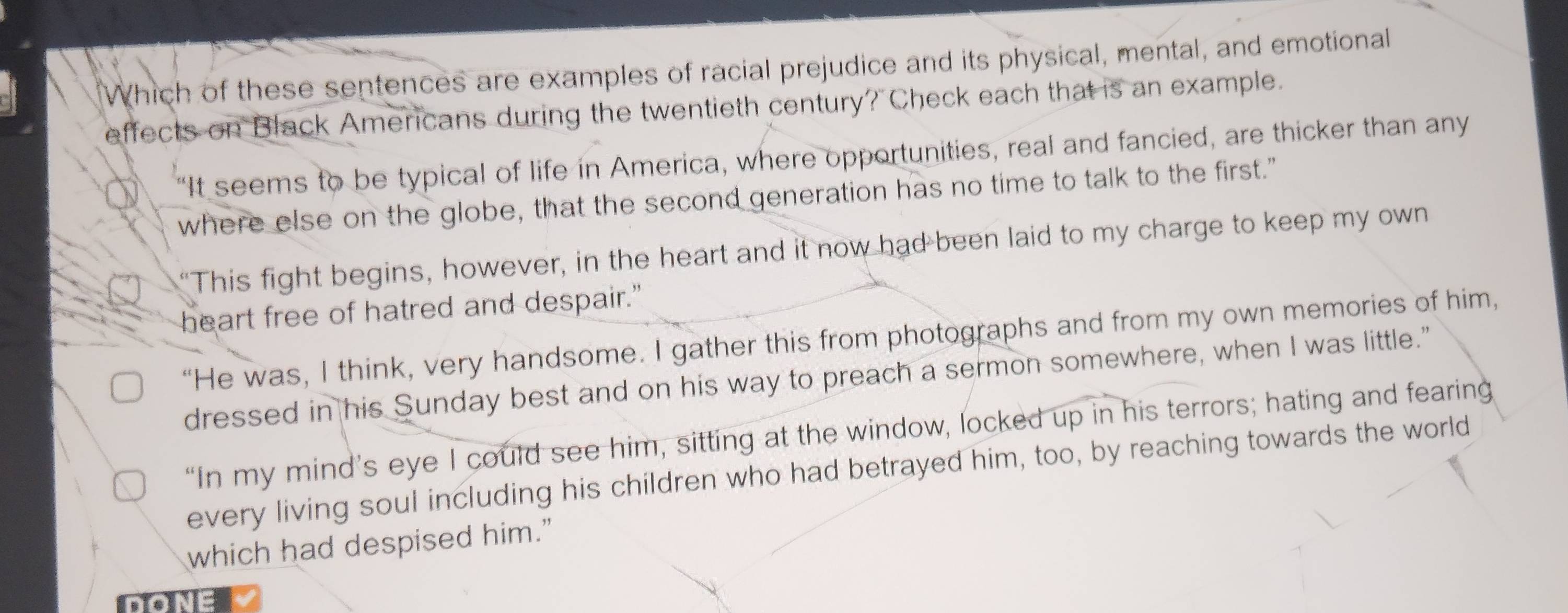 Solved: Which of these sentences are examples of racial prejudice and ...