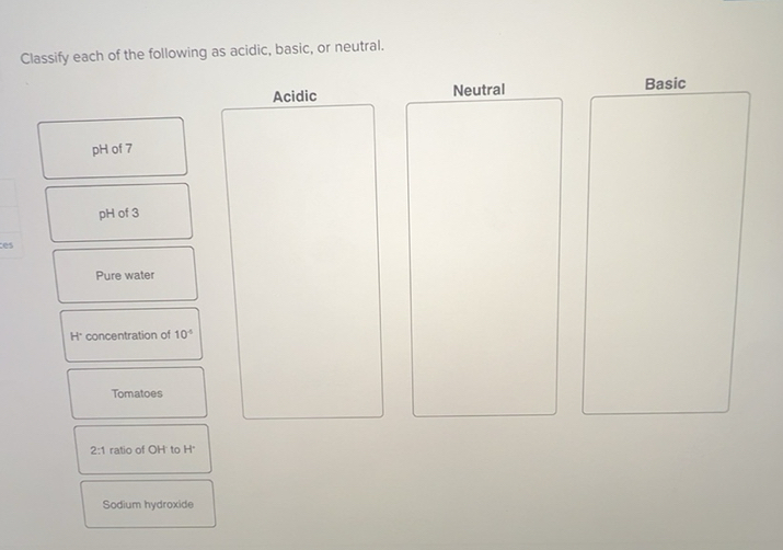 Solved: Classify each of the following as acidic, basic, or neutral ...
