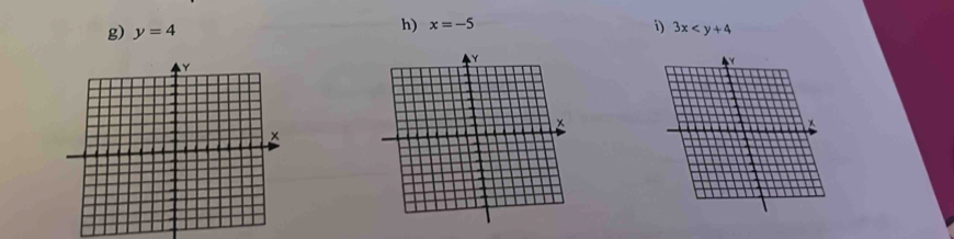 y=4
h) x=-5 i) 3x