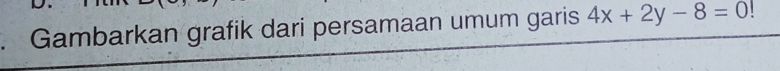 Gambarkan grafik dari persamaan umum garis 4x+2y-8=0!