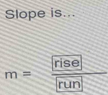 Slope is...
m= [rise]/[run] 